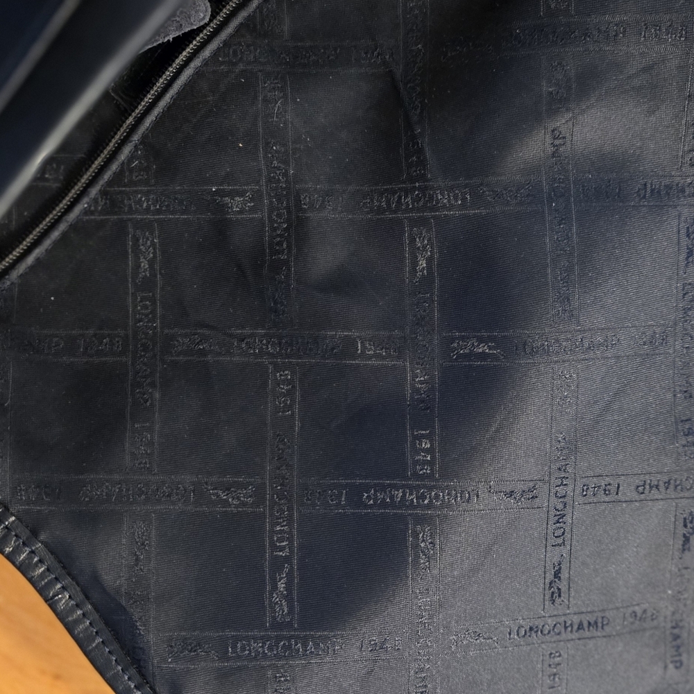 Longchamp Dark Blue Monogram Leather Bag Vintage Quiet Luxury - Picture 2 of 4